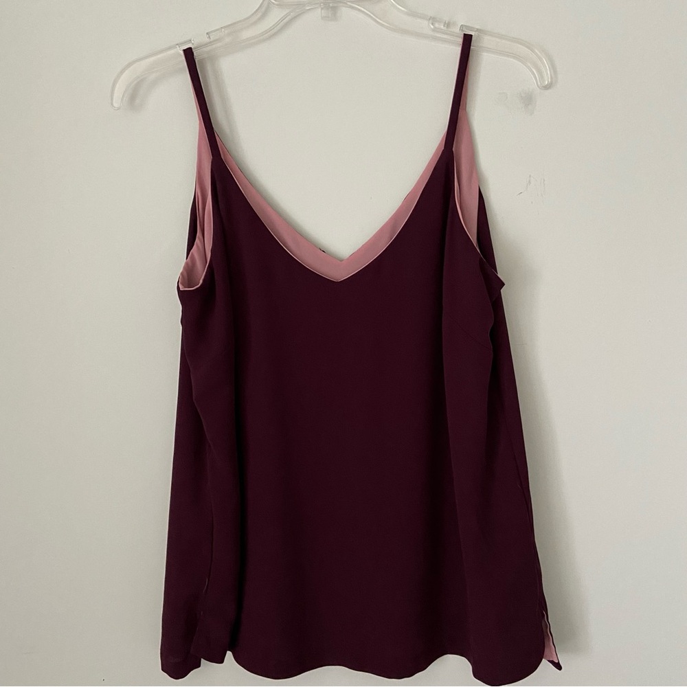 White House Black Market Burgundy Cami with Pink Lining – Size M